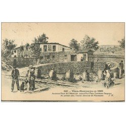 carte postale ancienne PARIS 18. Place de l'Abreuvoir devenue Place Pecqueur Buvette avec jeu de quilles