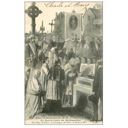 carte postale ancienne PARIS 18. Pose et Bénédiction première pierre du Sacré-Coeur 1907