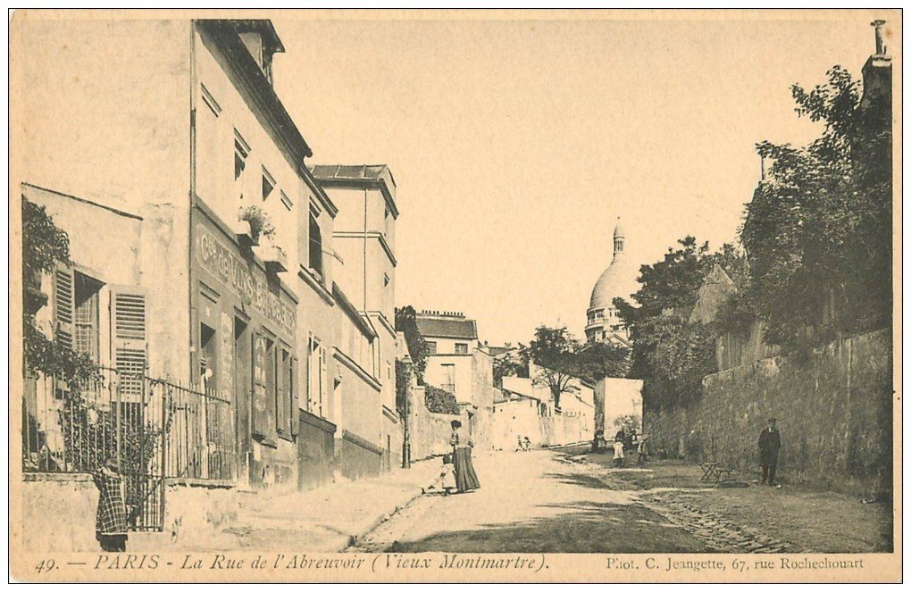 carte postale ancienne PARIS 18. Rue de l'Abreuvoir Cave à Vins