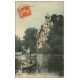 carte postale ancienne PARIS 19. Buttes Chaumont. Bateau Passeur 1910 et Belvédére