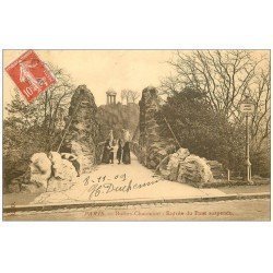 PARIS 19. Buttes Chaumont. Entrée Pont suspendu 1909