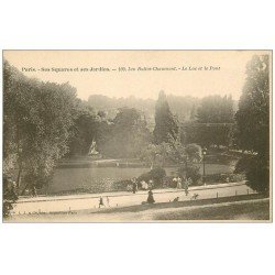 carte postale ancienne PARIS 19. Buttes Chaumont. Lac et Pont