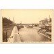 carte postale ancienne PARIS 19. Canal de l'Ourcq Bassin de la Villette péniches