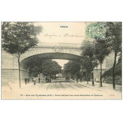 PARIS 20. Pont reliant rues Stendhal et Ramus 1907