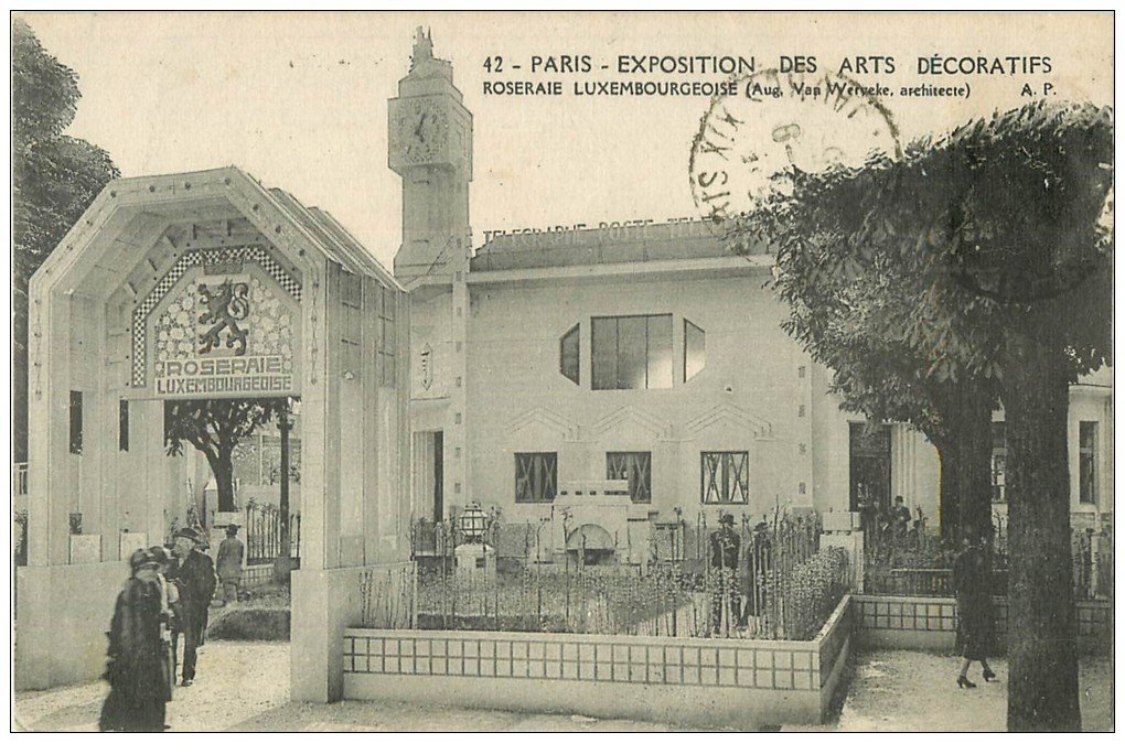 carte postale ancienne PARIS EXPOSITION DES ARTS DECORATIFS 1925. Roseraie Luxembourgeoise