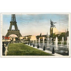 carte postale ancienne PARIS EXPOSITION INTERNATIONALE 1937. Tour Eiffel Trocadéro 143