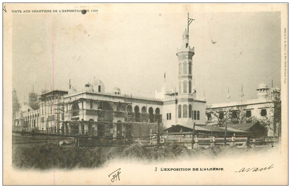 PARIS EXPOSITION UNIVERSELLE 1900. Les Chantiers Algérie. Timbre 5 centimes 1900 + Timbre Taxe 10 ct