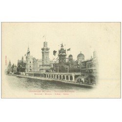 carte postale ancienne PARIS EXPOSITION UNIVERSELLE 1900. Pavillons espagne, Monaco, Suède et Grèce