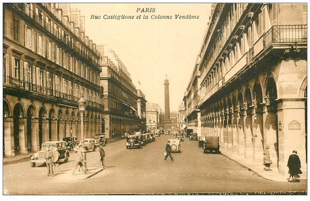 PARIS 01. Colonne Vendôme rue Castiglione 1938