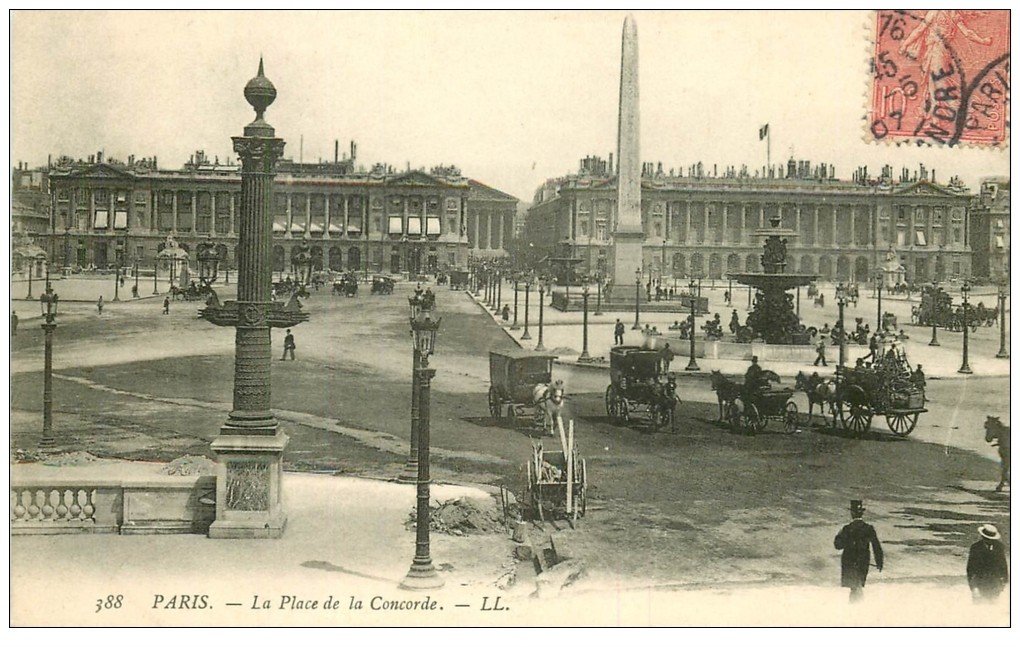 carte postale ancienne PARIS I°. Travaux de Chaussée Place de la Concorde 1907