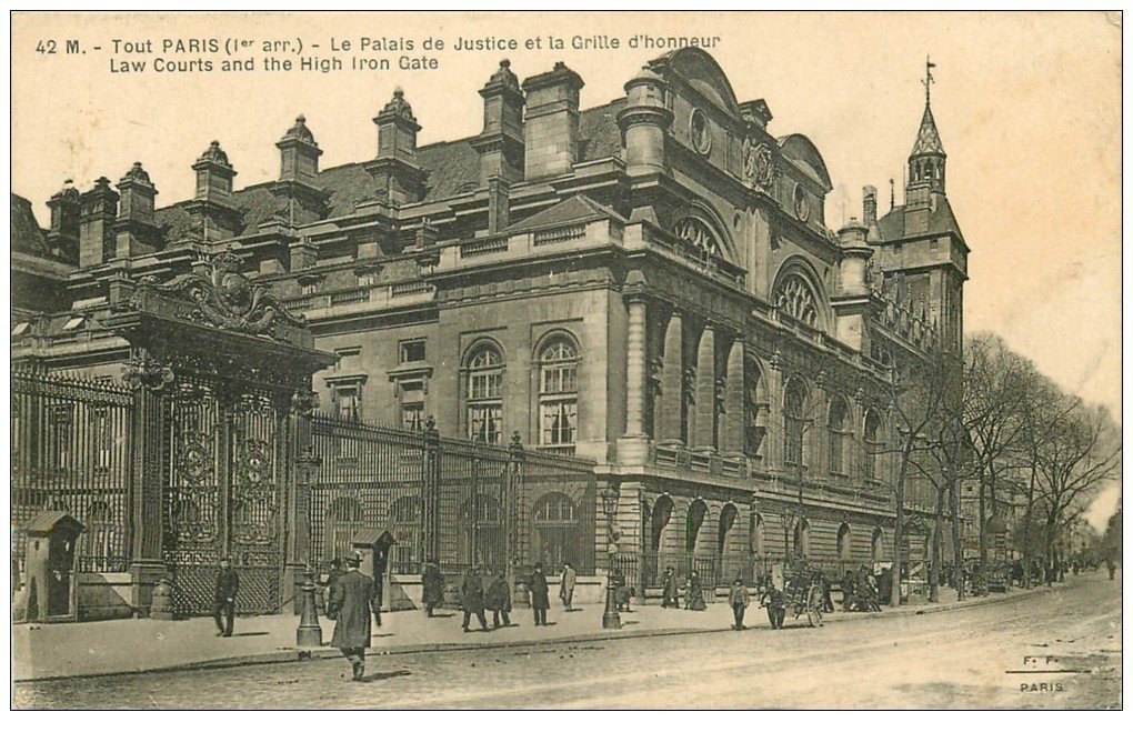 carte postale ancienne PARIS Ier. Palais de Justice Grille Honneur