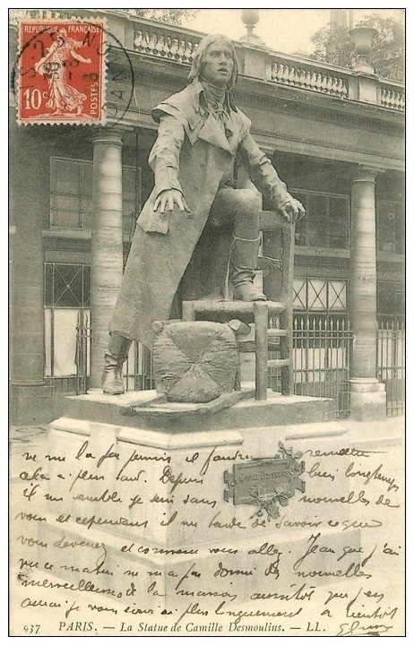 carte postale ancienne PARIS Ier. Statue Camille Desmoulins 1906