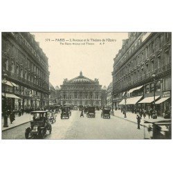 carte postale ancienne PARIS II° Avenue de l'Opéra Théâtre et Taxis