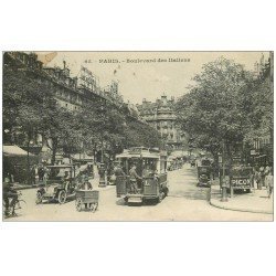 PARIS 02 Boulevard des Italiens. Autobus à Plateforme, Triporteur et Vespasiennes "" PICON "" 1917