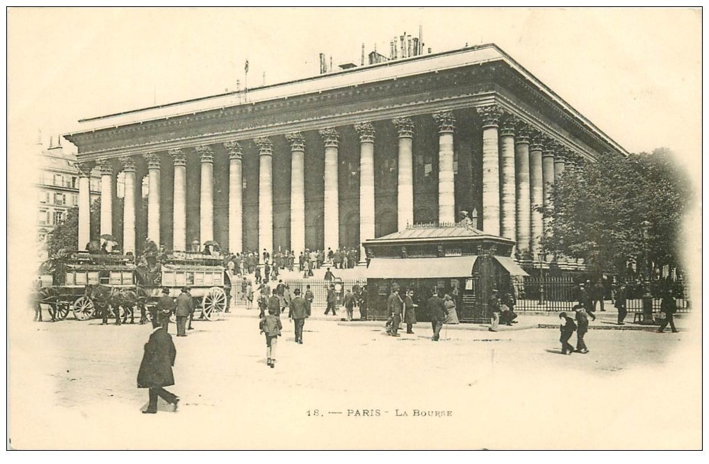 PARIS 02 La Bourse. Hippomobiles Passy-Bourse vers 1900