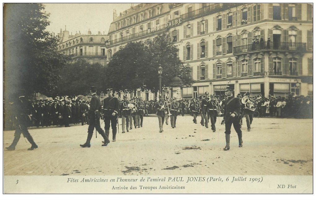 PARIS. Fêtes Américaines pour Amiral Paul Jones 1905. Troupes Américaines Avenue Alma