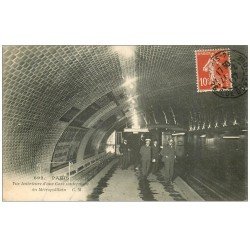 carte postale ancienne PARIS. Le Métropolitain. La Station 1907 Gare souterraine