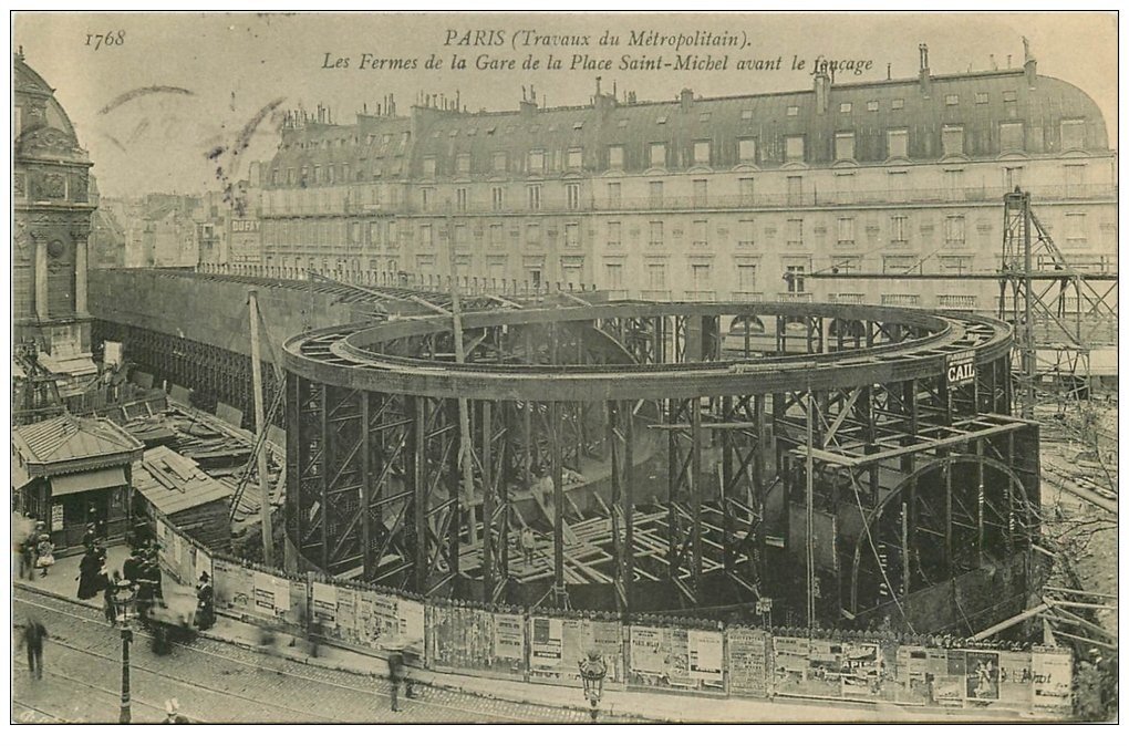 PARIS. Le Métropolitain. Les Fermes Gare Place Saint-Michel. timbre Taxe 1906