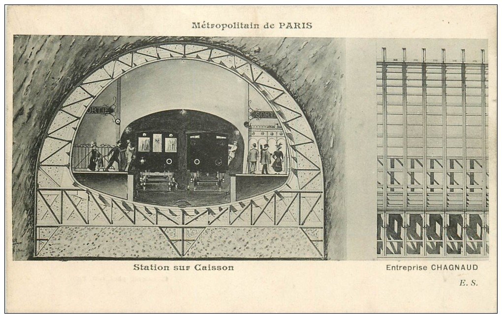 PARIS. Le Métropolitain. Station sur Caisson par Chagnaud