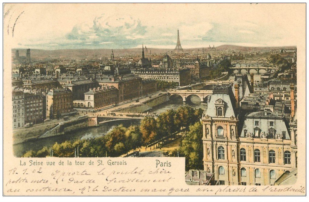PARIS. Les Ponts et la Seine 1902 vus de la Tour Saint-Gervais
