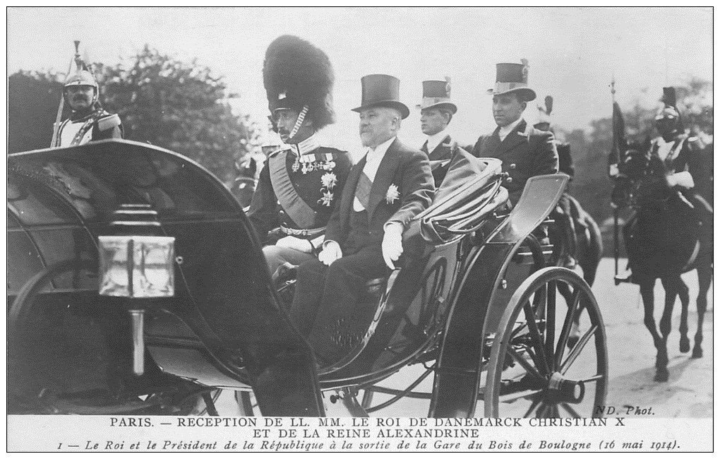 PARIS. Réception Roi Danemarck Christian X et Reine Alexandrine. Président République 1914 Bois de Boulogne