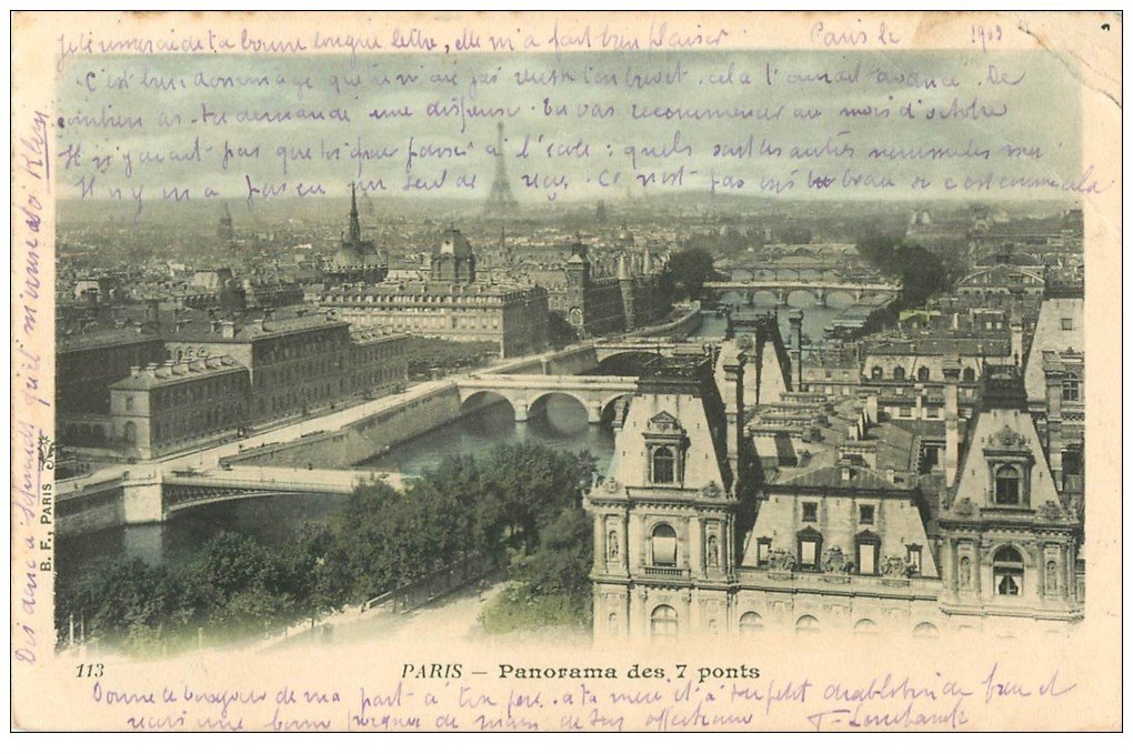 carte postale ancienne PARIS. Vue des Sept Ponts 1903