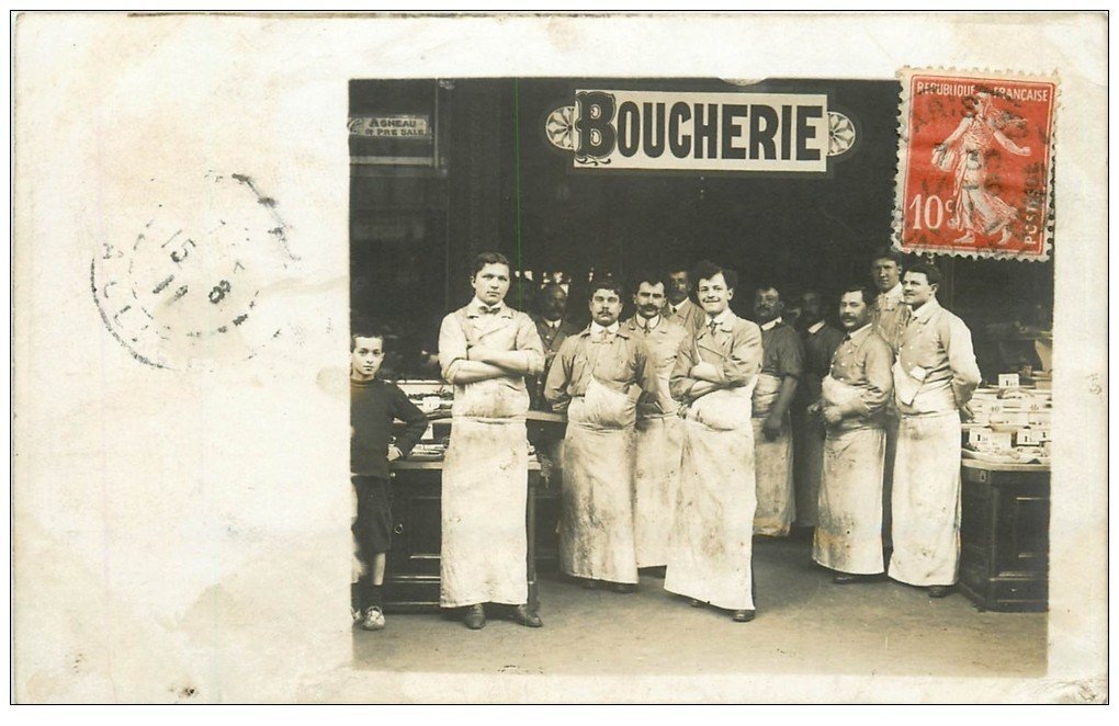 Superbe Carte Photo PARIS 12. Boucherie Cibiel 28 Rue de Lappe 1911