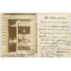 Superbe Carte Photo PARIS 14. Magasin Broderie et Dentelles Boulevard Montparnasse 1906