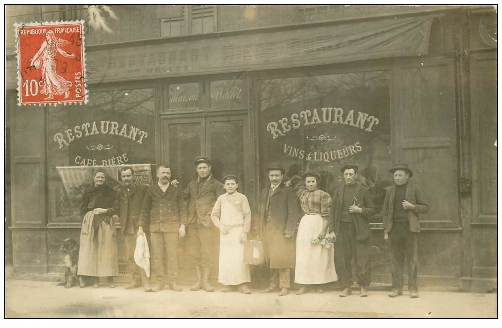 PARIS XV° Café Restaurant Dallet Boulevard Vaugirard 1909 bandeau bière Dumesnil