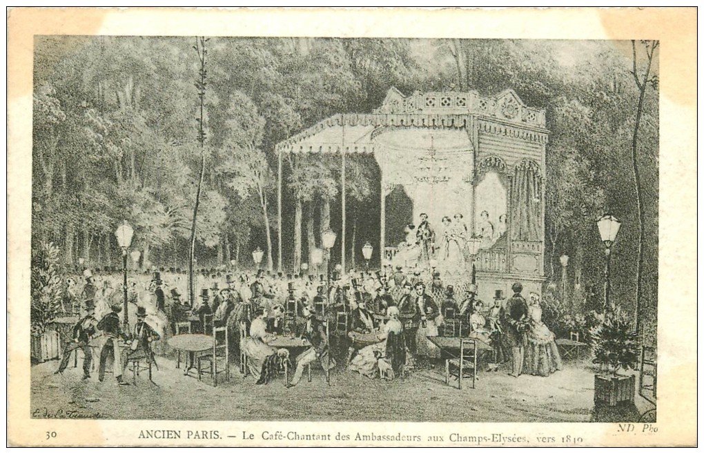 carte postale ancienne ANCIEN PARIS. Café Chantant des Ambassadeurs Champs-Elysées 1810