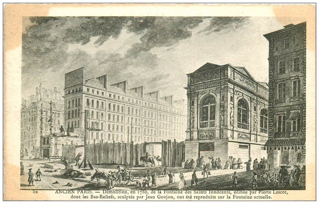 carte postale ancienne ANCIEN PARIS. Démolition Fontaine des Innocents 1780