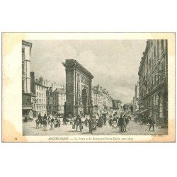 carte postale ancienne ANCIEN PARIS. Porte Boulevard Saint-Denis 1840