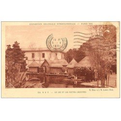 carte postale ancienne EXPOSITION COLONIALE INTERNATIONALE PARIS 1931. A.O.F Lac et Huttes Lacustres