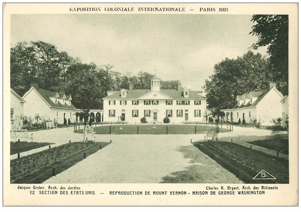 EXPOSITION COLONIALE INTERNATIONALE PARIS 1931. Etats-Unis Mont Vernon