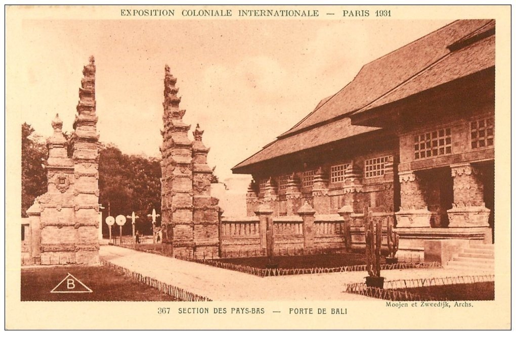 carte postale ancienne EXPOSITION COLONIALE INTERNATIONALE PARIS 1931. Pays-Bas Porte Bali