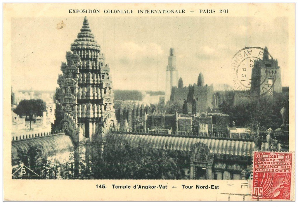 carte postale ancienne EXPOSITION COLONIALE INTERNATIONALE PARIS 1931. Temple Angkor-Vat 145