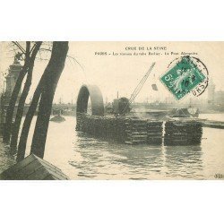 carte postale ancienne INONDATION DE PARIS 1910. Travaux du Tube Berlier Pont Alexandre