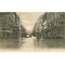 carte postale ancienne INONDATION ET CRUE DE PARIS 1910. Rue Faubourg Saint-Antoine Félix Potin