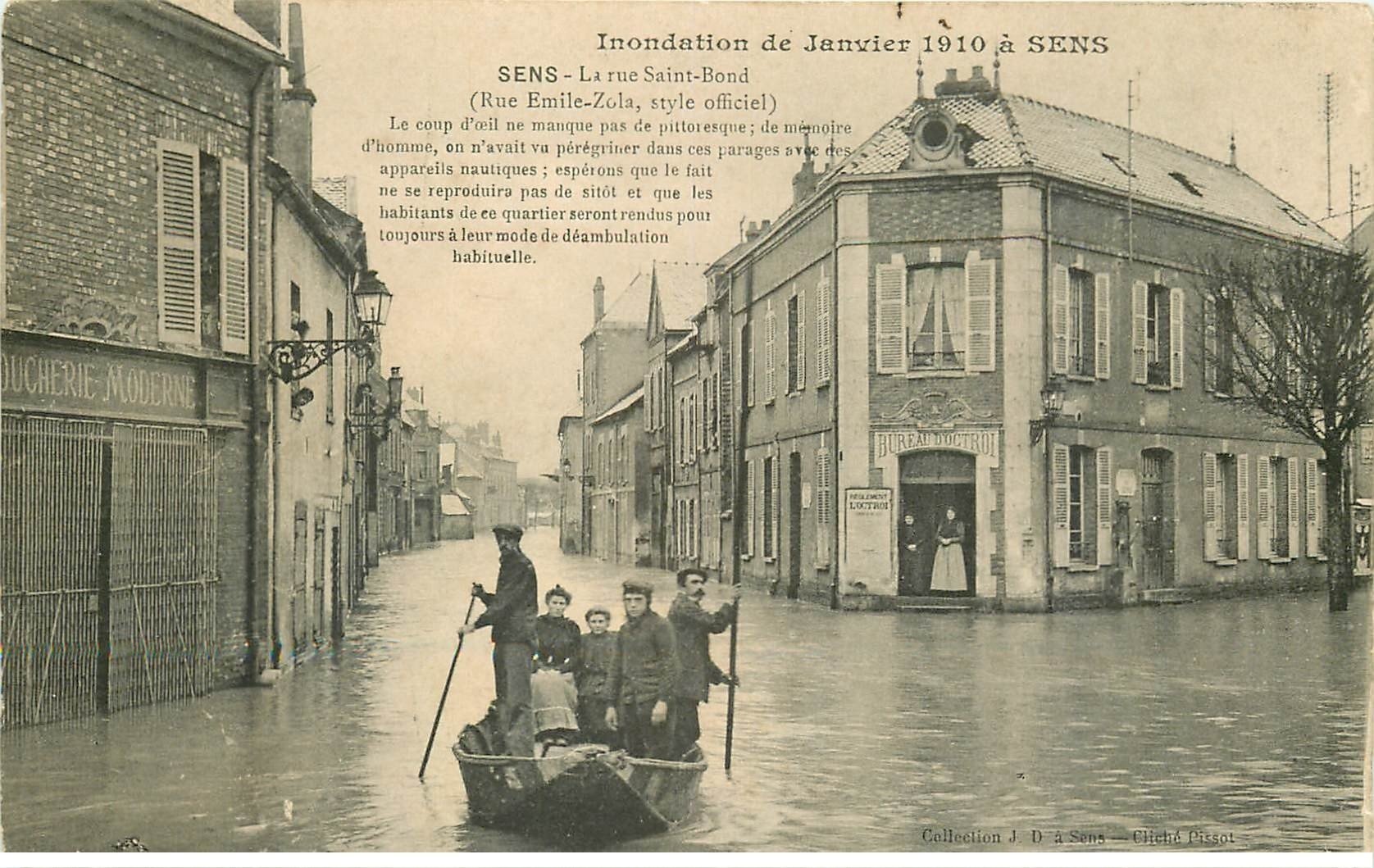 Inondation et Crue de 1910. SENS 89. Rue Saint-Bond (Emile Zola) Bureau Octroi