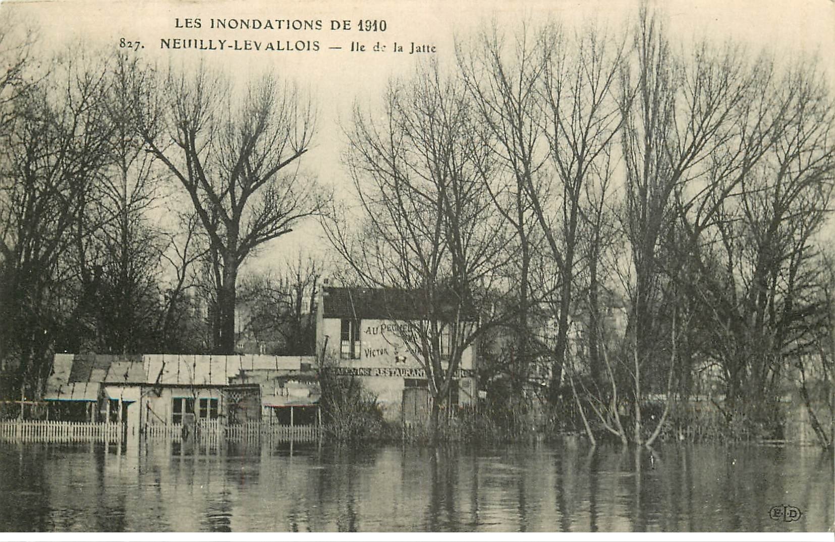 Inondations et Crue de 1910. NEUILLY LEVALLOIS 92. Ile de la Jatte