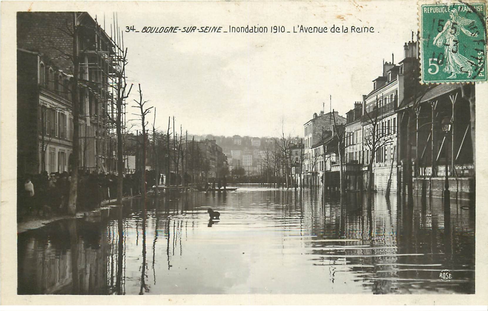 CPA FRANCE 92  Boulogne sur Seine, Avenue de la Reine. / INONDATIONS