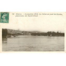 Inondations et Crue de 1910. SEVRES 92. Le Pont et Saint-Cloud