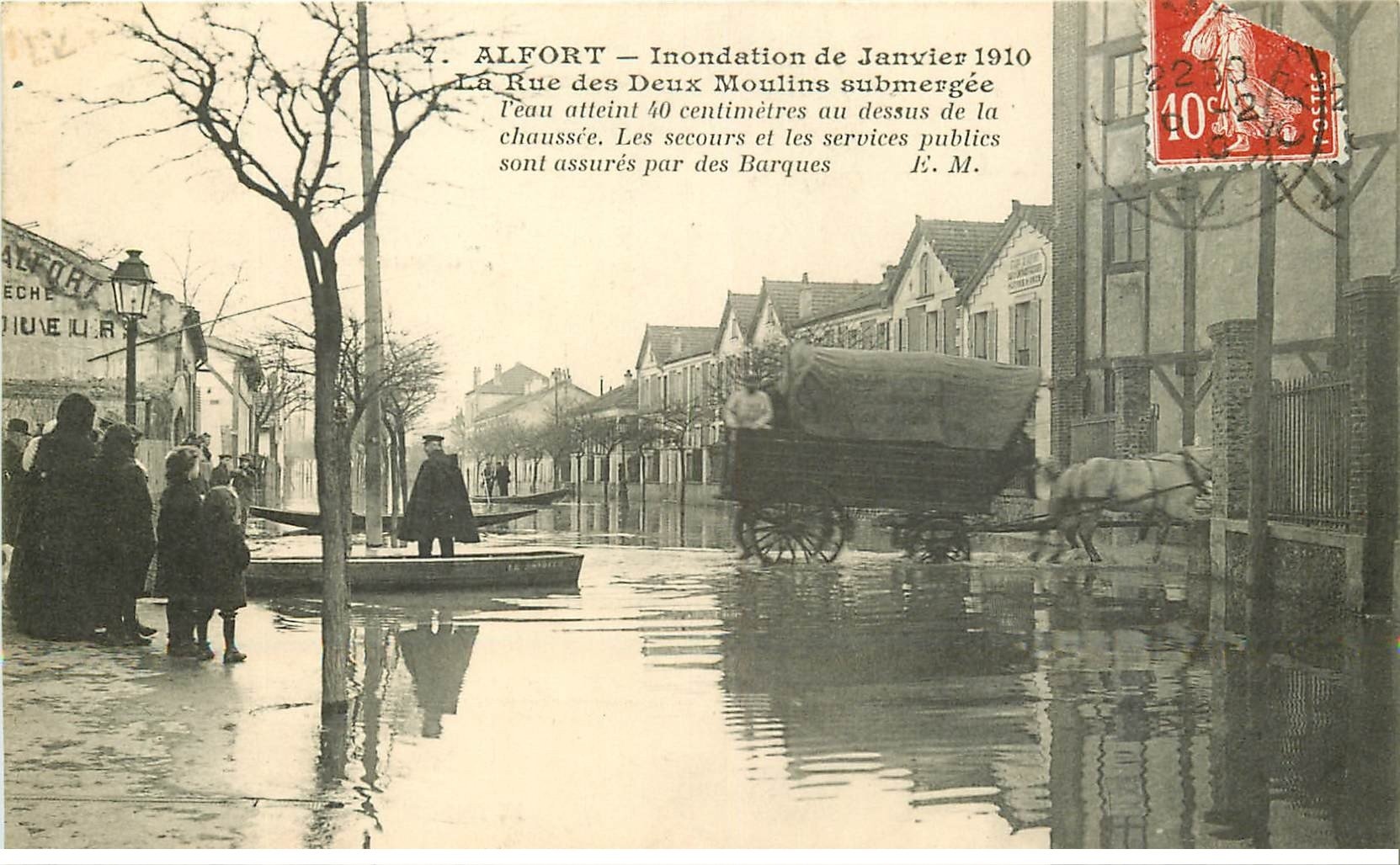 Inondations et Crue de 1910. ALFORT 94. Rue des Deux Moulins