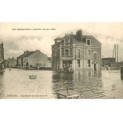 Inondations et Crue de 1904. NANTES 44. Carrefour du Gué Robert Cave du Boulevard