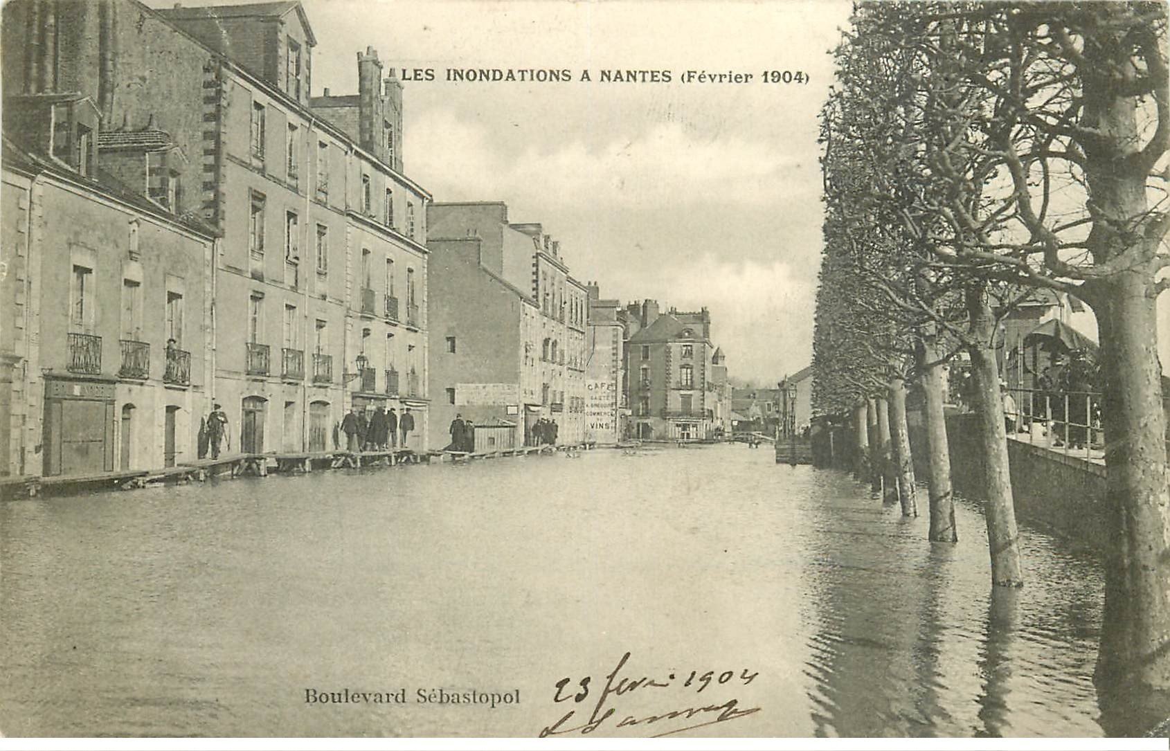 Inondations et Crue de 1904. NANTES 44. Boulevard Sébastopol