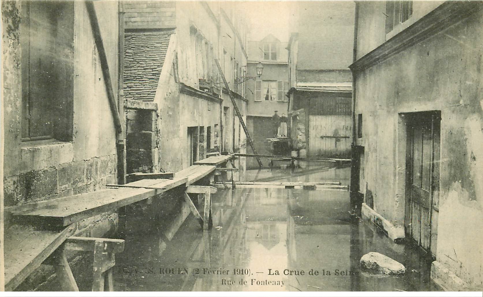 Inondations et Crue de 1910. ROUEN 76. Rue de Fontenay