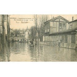 Inondations et Crue de 1910. ASNIERES 92. Rue Adélaïde donnant sur Quai
