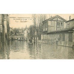 Inondations et Crue de 1910. ASNIERES 92. Rue Adélaïde donnant sur Quai