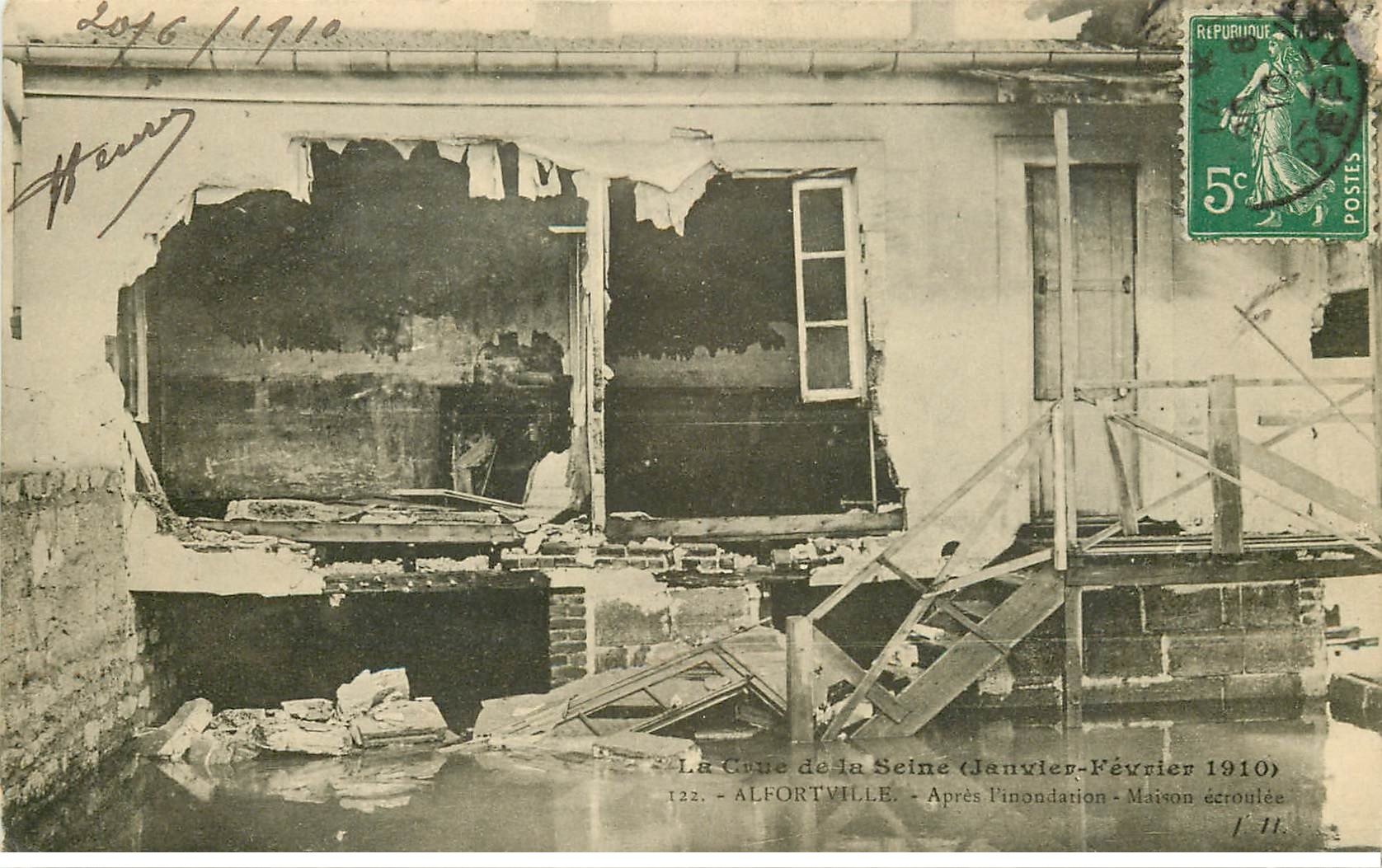Inondations et Crue de 1910. ALFORTVILLE 94. Maison écroulée