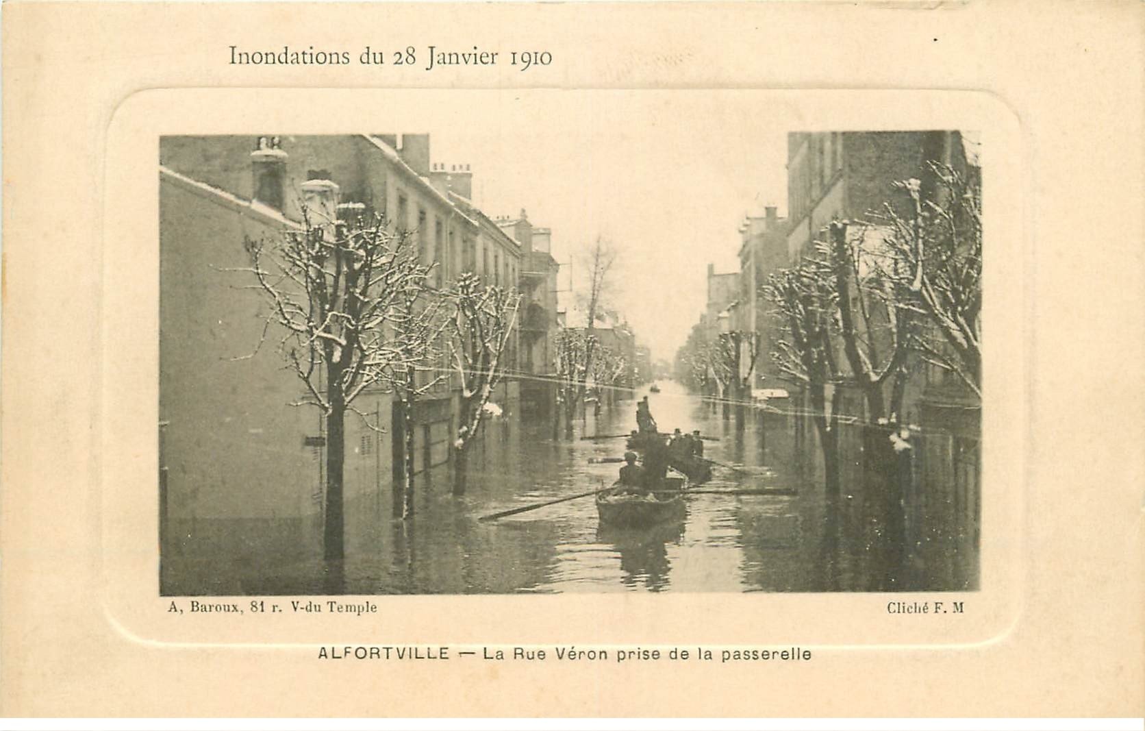 Inondation et Crue de 1910. ALFORTVILLE 94. Rue Véron
